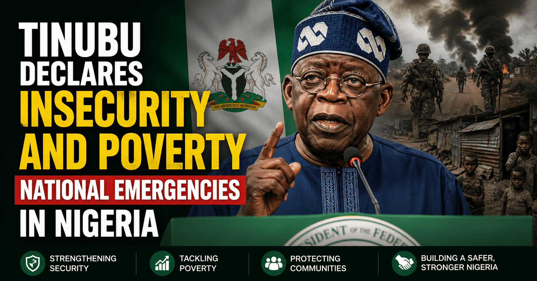 Tinubu Declares Insecurity and Poverty National Emergencies in Nigeria
